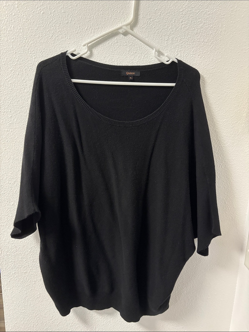 Quince Black Wide Scoop Neck Knit Top